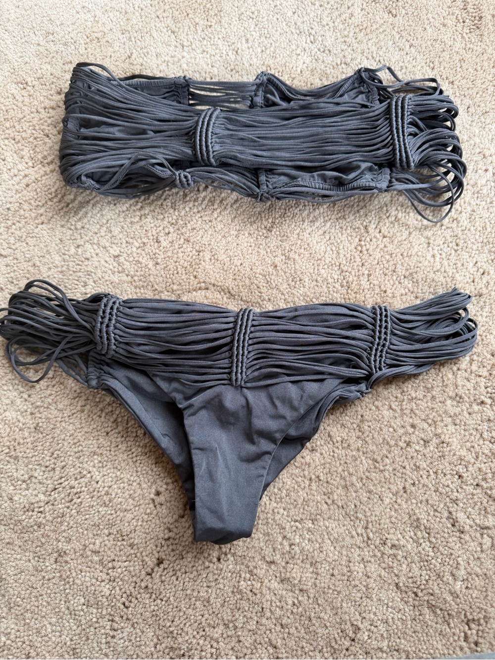 Indah Charcoal Fringe Bandeau Bikini - Picture 2 of 5